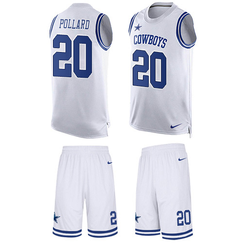 Nike Cowboys #20 Tony Pollard White Men's Stitched NFL Limited Tank Top Suit Jersey Nike Cowboys #20 Tony Pollard White Men's Stitched NFL Limited Tank Top Suit Jersey
