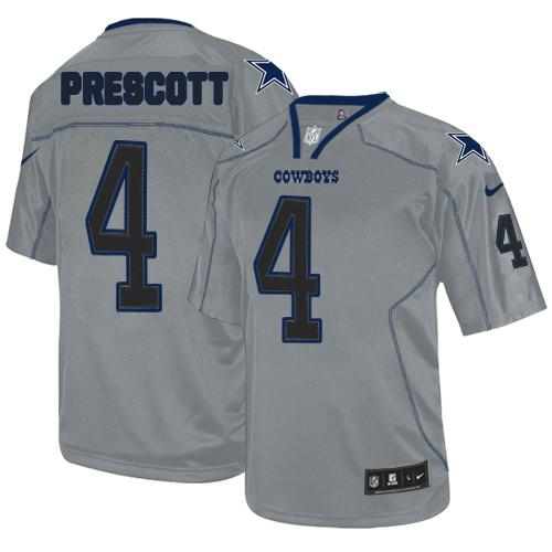 Nike Cowboys #4 Dak Prescott Lights Out Grey Men's Stitched NFL Elite Jersey Nike Cowboys #4 Dak Prescott Lights Out Grey Men's Stitched NFL Elite Jersey