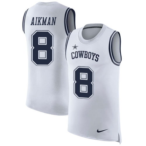 Nike Cowboys #8 Troy Aikman White Men's Stitched NFL Limited Rush Tank Top Jersey Nike Cowboys #8 Troy Aikman White Men's Stitched NFL Limited Rush Tank Top Jersey