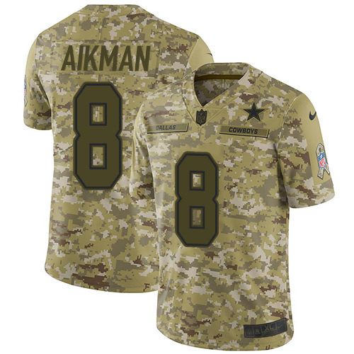 Nike Cowboys #8 Troy Aikman Camo Men's Stitched NFL Limited 2018 Salute To Service Jersey Nike Cowboys #8 Troy Aikman Camo Men's Stitched NFL Limited 2018 Salute To Service Jersey