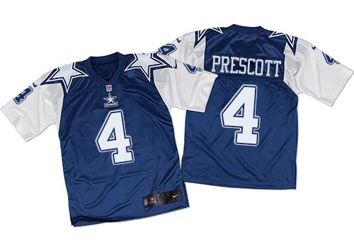 Nike Cowboys #4 Dak Prescott Navy Blue/White Throwback Men's Stitched NFL Elite Jersey Nike Cowboys #4 Dak Prescott Navy Blue/White Throwback Men's Stitched NFL Elite Jersey