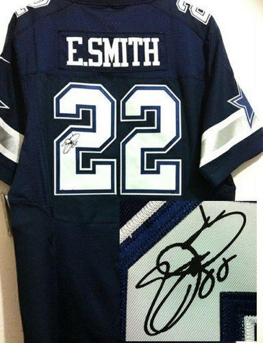 Nike Cowboys #22 Emmitt Smith Navy Blue Team Color Men's Stitched NFL Elite Autographed Jersey Nike Cowboys #22 Emmitt Smith Navy Blue Team Color Men's Stitched NFL Elite Autographed Jersey