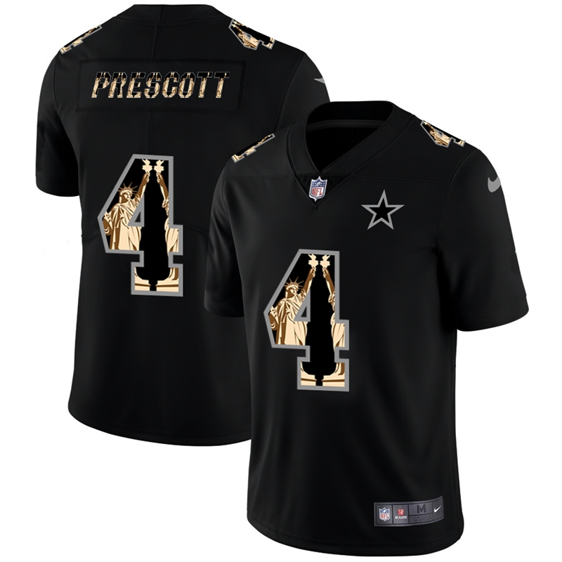 Dallas Cowboys #4 Dak Prescott Carbon Black Vapor Statue Of Liberty Limited NFL Jersey
