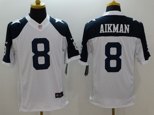 Nike Cowboys #8 Troy Aikman White Thanksgiving Throwback Men's Stitched NFL Limited Jersey Nike Cowboys #8 Troy Aikman White Thanksgiving Throwback Men's Stitched NFL Limited Jersey