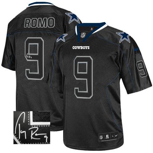 Nike Cowboys #9 Tony Romo Lights Out Black Men's Stitched NFL Elite Autographed Jersey Nike Cowboys #9 Tony Romo Lights Out Black Men's Stitched NFL Elite Autographed Jersey
