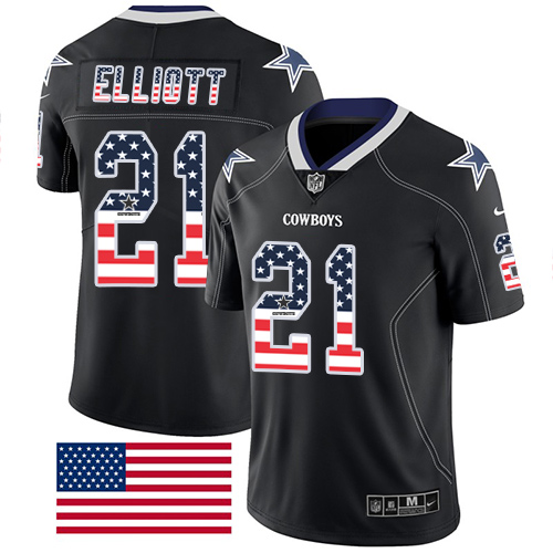 Nike Cowboys #21 Ezekiel Elliott Black Men's Stitched NFL Limited Rush USA Flag Jersey Nike Cowboys #21 Ezekiel Elliott Black Men's Stitched NFL Limited Rush USA Flag Jersey