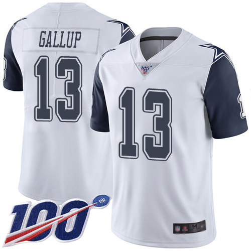 Nike Cowboys #13 Michael Gallup White Men's Stitched NFL Limited Rush 100th Season Jersey Nike Cowboys #13 Michael Gallup White Men's Stitched NFL Limited Rush 100th Season Jersey