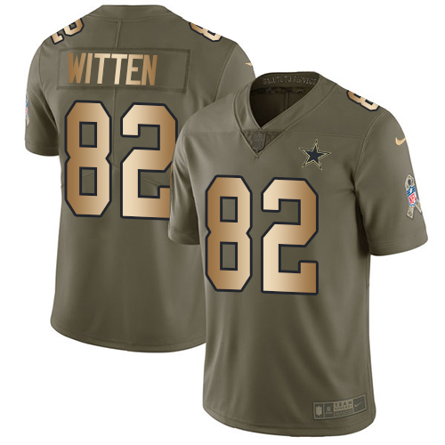 Nike Cowboys #82 Jason Witten Olive/Gold Men's Stitched NFL Limited 2017 Salute To Service Jersey Nike Cowboys #82 Jason Witten Olive/Gold Men's Stitched NFL Limited 2017 Salute To Service Jersey