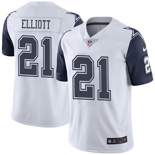 Nike Cowboys #21 Ezekiel Elliott White Men's Stitched NFL Limited Rush Jersey Nike Cowboys #21 Ezekiel Elliott White Men's Stitched NFL Limited Rush Jersey