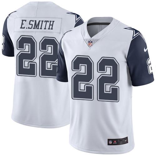 Nike Cowboys #22 Emmitt Smith White Men's Stitched NFL Limited Rush Jersey Nike Cowboys #22 Emmitt Smith White Men's Stitched NFL Limited Rush Jersey