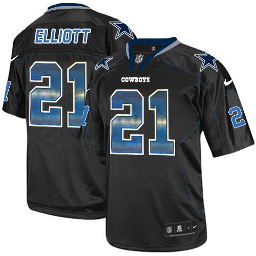 Nike Cowboys #21 Ezekiel Elliott Lights Out Black Men's Stitched NFL Elite Strobe Jersey Nike Cowboys #21 Ezekiel Elliott Lights Out Black Men's Stitched NFL Elite Strobe Jersey