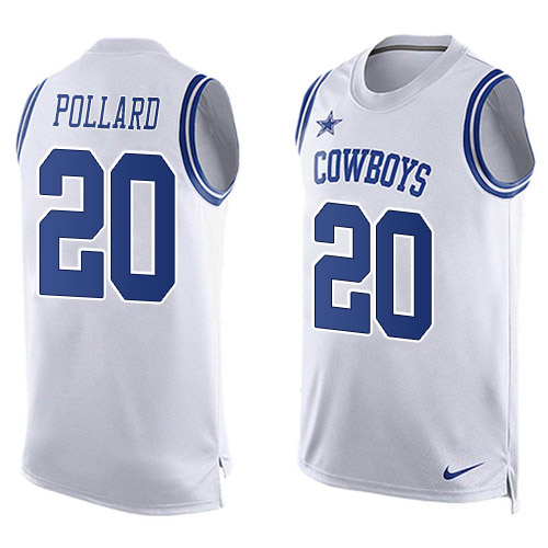 Nike Cowboys #20 Tony Pollard White Men's Stitched NFL Limited Tank Top Jersey Nike Cowboys #20 Tony Pollard White Men's Stitched NFL Limited Tank Top Jersey