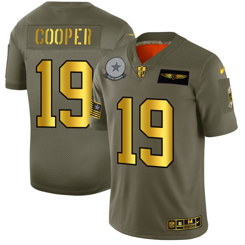Dallas Cowboys #19 Amari Cooper NFL Men's Nike Olive Gold 2019 Salute to Service Limited Jersey Dallas Cowboys #19 Amari Cooper NFL Men's Nike Olive Gold 2019 Salute to Service Limited Jersey