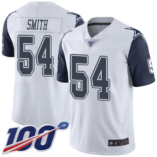 Nike Cowboys #54 Jaylon Smith White Men's Stitched NFL Limited Rush 100th Season Jersey Nike Cowboys #54 Jaylon Smith White Men's Stitched NFL Limited Rush 100th Season Jersey