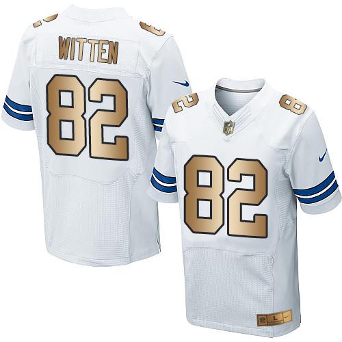 Nike Cowboys #82 Jason Witten White Men's Stitched NFL Elite Gold Jersey Nike Cowboys #82 Jason Witten White Men's Stitched NFL Elite Gold Jersey