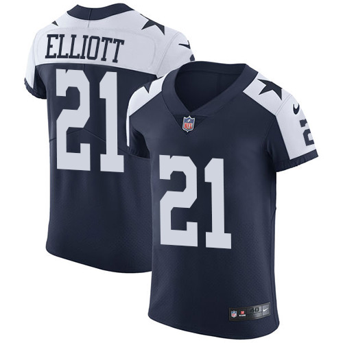 Nike Cowboys #21 Ezekiel Elliott Navy Blue Thanksgiving Men's Stitched NFL Vapor Untouchable Throwback Elite Jersey Nike Cowboys #21 Ezekiel Elliott Navy Blue Thanksgiving Men's Stitched NFL Vapor Untouchable Throwback Elite Jersey