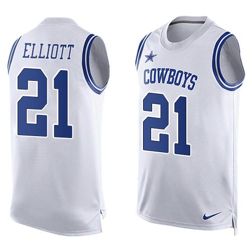 Nike Cowboys #21 Ezekiel Elliott White Men's Stitched NFL Limited Tank Top Jersey Nike Cowboys #21 Ezekiel Elliott White Men's Stitched NFL Limited Tank Top Jersey