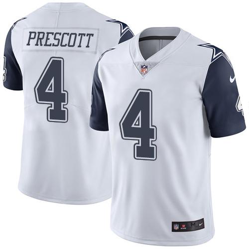 Nike Cowboys #4 Dak Prescott White Men's Stitched NFL Limited Rush Jersey Nike Cowboys #4 Dak Prescott White Men's Stitched NFL Limited Rush Jersey
