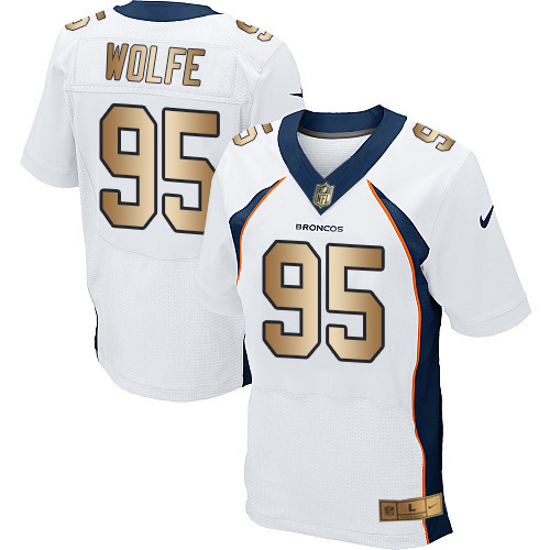 Nike Broncos #95 Derek Wolfe White Men's Stitched NFL New Elite Gold Jersey Nike Broncos #95 Derek Wolfe White Men's Stitched NFL New Elite Gold Jersey