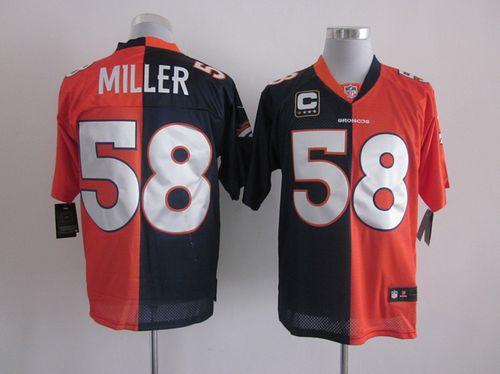 Nike Broncos #58 Von Miller Orange/Navy Blue Men's Stitched NFL Elite Split Jersey Nike Broncos #58 Von Miller Orange/Navy Blue Men's Stitched NFL Elite Split Jersey