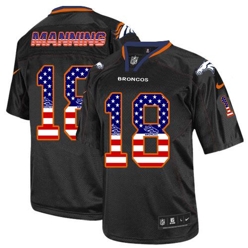 Nike Broncos #18 Peyton Manning Black Men's Stitched NFL Elite USA Flag Fashion Jersey Nike Broncos #18 Peyton Manning Black Men's Stitched NFL Elite USA Flag Fashion Jersey