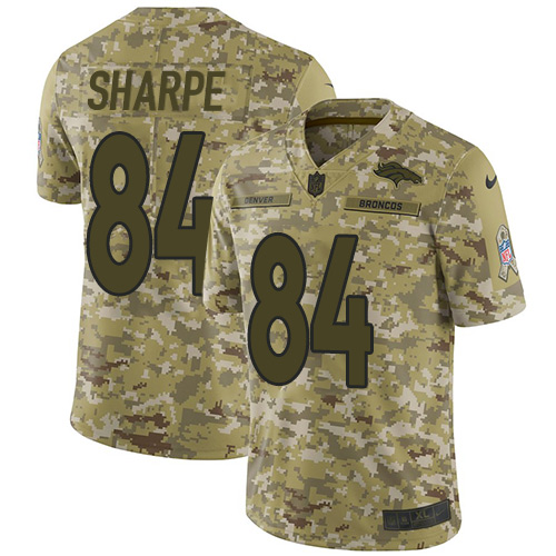Nike Broncos #84 Shannon Sharpe Camo Men's Stitched NFL Limited 2018 Salute To Service Jersey Nike Broncos #84 Shannon Sharpe Camo Men's Stitched NFL Limited 2018 Salute To Service Jersey