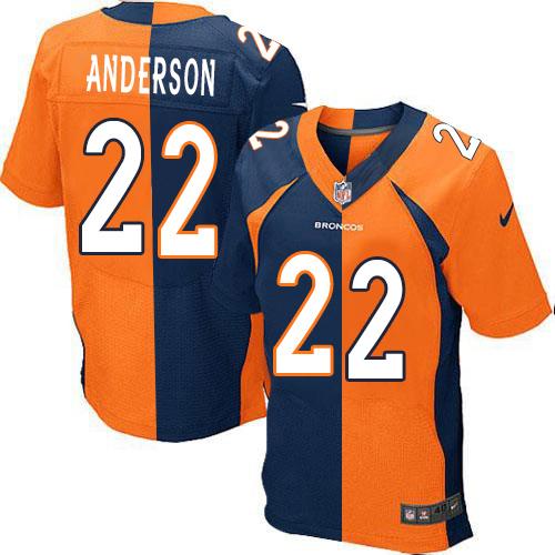 Nike Broncos #22 C.J. Anderson Orange/Navy Blue Men's Stitched NFL Elite Split Jersey Nike Broncos #22 C.J. Anderson Orange/Navy Blue Men's Stitched NFL Elite Split Jersey