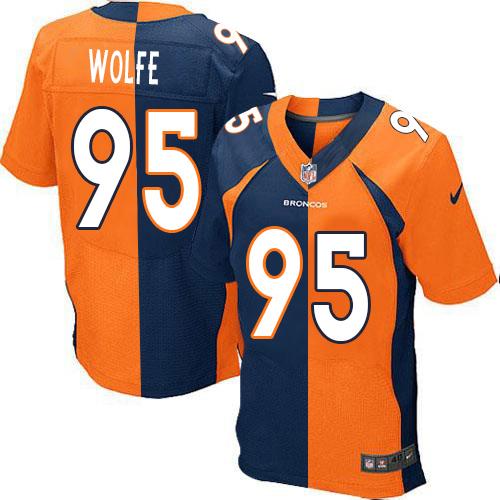 Nike Broncos #95 Derek Wolfe Orange/Navy Blue Men's Stitched NFL Elite Split Jersey Nike Broncos #95 Derek Wolfe Orange/Navy Blue Men's Stitched NFL Elite Split Jersey