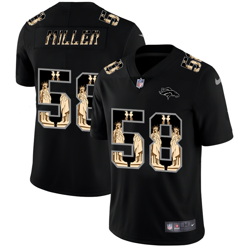 Denver Broncos #58 Von Miller Carbon Black Vapor Statue Of Liberty Limited NFL Jersey