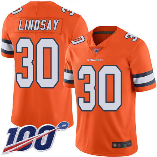 Nike Broncos #30 Phillip Lindsay Orange Men's Stitched NFL Limited Rush 100th Season Jersey Nike Broncos #30 Phillip Lindsay Orange Men's Stitched NFL Limited Rush 100th Season Jersey