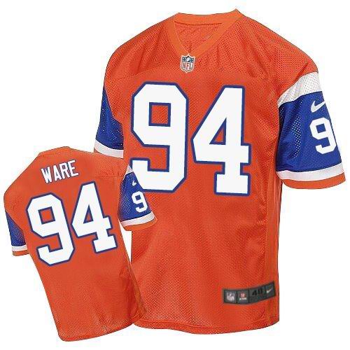 Nike Broncos #94 DeMarcus Ware Orange Throwback Men's Stitched NFL Elite Jersey Nike Broncos #94 DeMarcus Ware Orange Throwback Men's Stitched NFL Elite Jersey