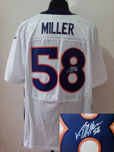 Nike Broncos #58 Von Miller White Men's Stitched NFL Elite Autographed Jersey Nike Broncos #58 Von Miller White Men's Stitched NFL Elite Autographed Jersey