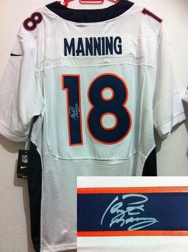 Nike Broncos #18 Peyton Manning White Men's Stitched NFL Elite Autographed Jersey Nike Broncos #18 Peyton Manning White Men's Stitched NFL Elite Autographed Jersey
