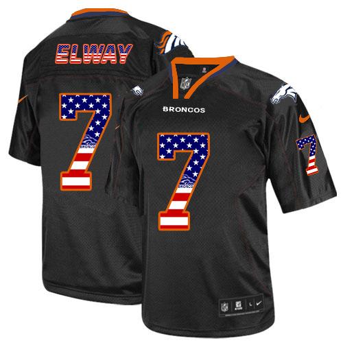 Nike Broncos #7 John Elway Black Men's Stitched NFL Elite USA Flag Fashion Jersey Nike Broncos #7 John Elway Black Men's Stitched NFL Elite USA Flag Fashion Jersey