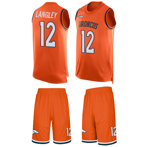 Nike Broncos #12 Brendan Langley Orange Team Color Men's Stitched NFL Limited Tank Top Suit Jersey Nike Broncos #12 Brendan Langley Orange Team Color Men's Stitched NFL Limited Tank Top Suit Jersey