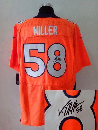 Nike Broncos #58 Von Miller Orange Team Color Men's Stitched NFL Elite Autographed Jersey Nike Broncos #58 Von Miller Orange Team Color Men's Stitched NFL Elite Autographed Jersey
