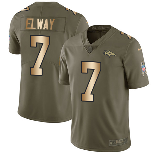 Nike Broncos #7 John Elway Olive/Gold Men's Stitched NFL Limited 2017 Salute To Service Jersey Nike Broncos #7 John Elway Olive/Gold Men's Stitched NFL Limited 2017 Salute To Service Jersey