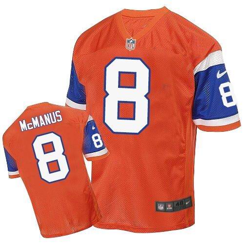 Nike Broncos #8 Brandon McManus Orange Throwback Men's Stitched NFL Elite Jersey Nike Broncos #8 Brandon McManus Orange Throwback Men's Stitched NFL Elite Jersey