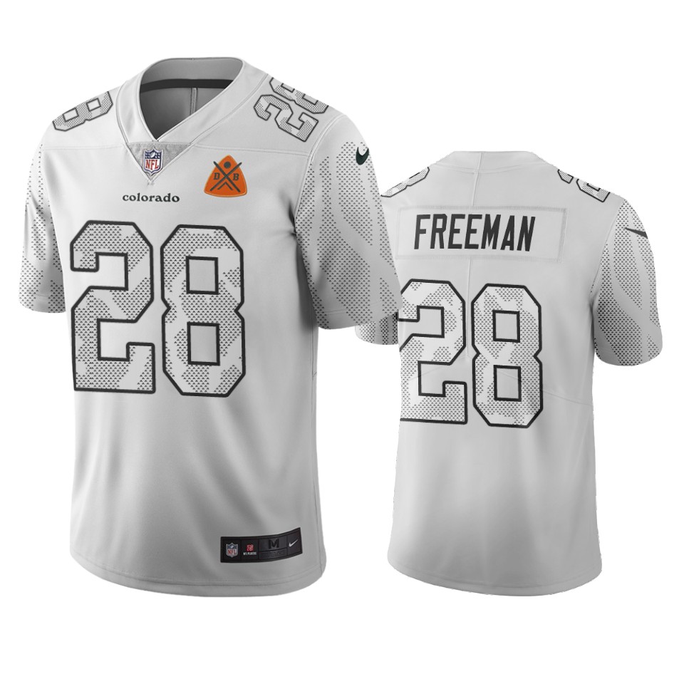Denver Broncos #28 Royce Freeman White Vapor Limited City Edition NFL Jersey Denver Broncos #28 Royce Freeman White Vapor Limited City Edition NFL Jersey