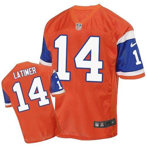 Nike Broncos #14 Cody Latimer Orange Throwback Men's Stitched NFL Elite Jersey Nike Broncos #14 Cody Latimer Orange Throwback Men's Stitched NFL Elite Jersey