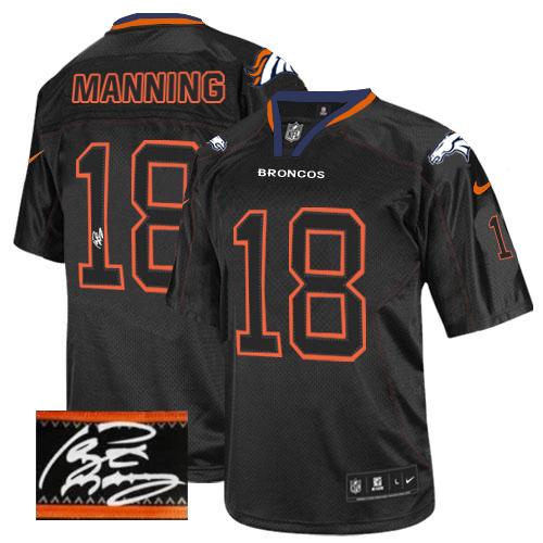 Nike Broncos #18 Peyton Manning Lights Out Black Men's Stitched NFL Elite Autographed Jersey Nike Broncos #18 Peyton Manning Lights Out Black Men's Stitched NFL Elite Autographed Jersey