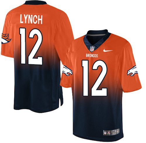 Nike Broncos #12 Paxton Lynch Orange/Navy Blue Men's Stitched NFL Elite Fadeaway Fashion Jersey Nike Broncos #12 Paxton Lynch Orange/Navy Blue Men's Stitched NFL Elite Fadeaway Fashion Jersey