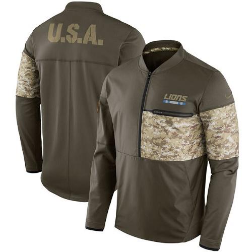 Men's Detroit Lions Nike Olive Salute to Service Sideline Hybrid Half-Zip Pullover Jacket Men's Detroit Lions Nike Olive Salute to Service Sideline Hybrid Half-Zip Pullover Jacket