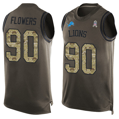 Nike Lions #90 Trey Flowers Green Men's Stitched NFL Limited Salute To Service Tank Top Jersey Nike Lions #90 Trey Flowers Green Men's Stitched NFL Limited Salute To Service Tank Top Jersey