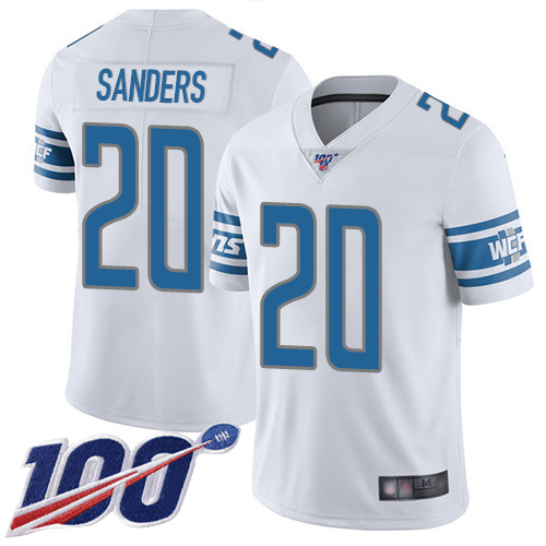Nike Lions #20 Barry Sanders White Men's Stitched NFL 100th Season Vapor Limited Jersey Nike Lions #20 Barry Sanders White Men's Stitched NFL 100th Season Vapor Limited Jersey