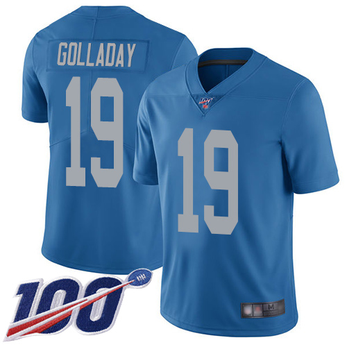 Nike Lions #19 Kenny Golladay Blue Throwback Men's Stitched NFL 100th Season Vapor Limited Jersey Nike Lions #19 Kenny Golladay Blue Throwback Men's Stitched NFL 100th Season Vapor Limited Jersey