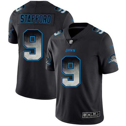 Nike Lions #9 Matthew Stafford Black Men's Stitched NFL Vapor Untouchable Limited Smoke Fashion Jersey Nike Lions #9 Matthew Stafford Black Men's Stitched NFL Vapor Untouchable Limited Smoke Fashion Jersey
