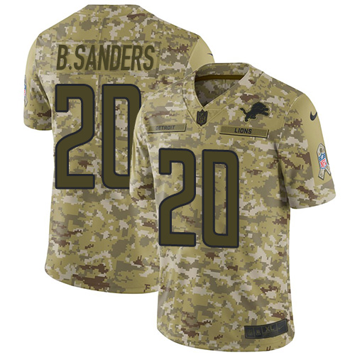 Nike Lions #20 Barry Sanders Camo Men's Stitched NFL Limited 2018 Salute To Service Jersey Nike Lions #20 Barry Sanders Camo Men's Stitched NFL Limited 2018 Salute To Service Jersey