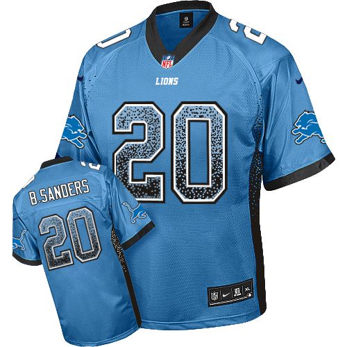 Nike Lions #20 Barry Sanders Blue Team Color Men's Stitched NFL Elite Drift Fashion Jersey Nike Lions #20 Barry Sanders Blue Team Color Men's Stitched NFL Elite Drift Fashion Jersey