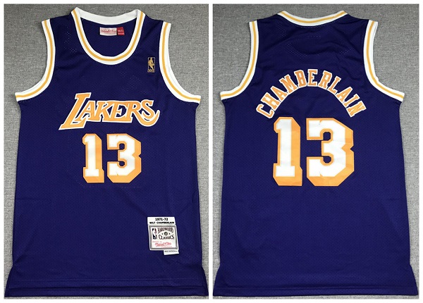 Men's Los Angeles Lakers #13 Wilt Chamberlain Purple Throwback Stitched Jersey Men's Los Angeles Lakers #13 Wilt Chamberlain Purple Throwback Stitched Jersey